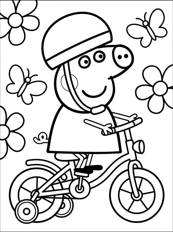 Desenho de Peppa Pig en Bicicleta para colorir e imprimir grátis