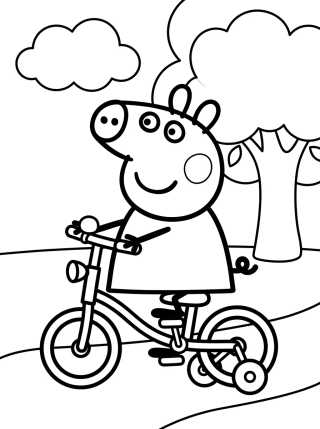 Desenho de Peppa Pig en Bicicleta para colorir e imprimir grátis