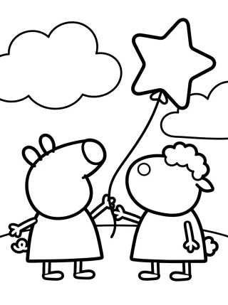 Desenho de Peppa Pig y Suzy Oveja para colorir e imprimir grátis