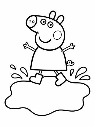 Desenho de Peppa Pig en el Charco de Barro para colorir e imprimir grátis