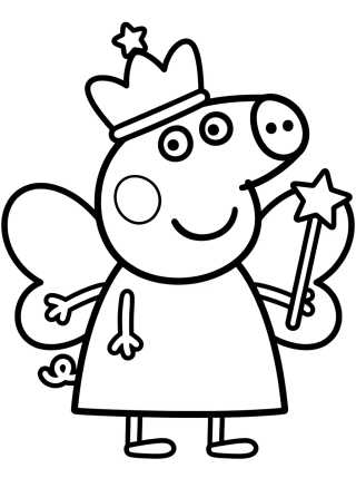 Desenho de Peppa Pig Princesa Hada para colorir e imprimir grátis