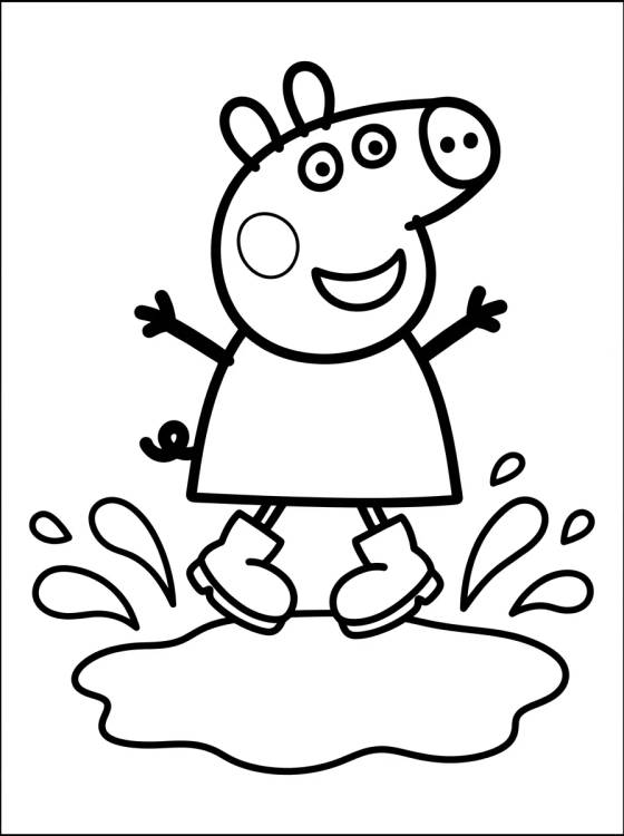 Desenho de Peppa Pig Saltando en Charcos de Lodo para colorir e imprimir grátis