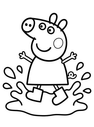 Desenho de Peppa Pig Saltando en el Lodo para colorir e imprimir grátis