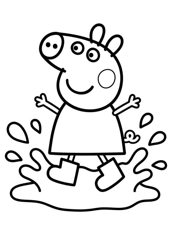 Desenho de Peppa Pig Saltando en el Lodo para colorir e imprimir grátis