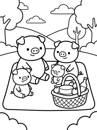 Desenho de Picnic de la Familia Pig para colorir e imprimir grátis
