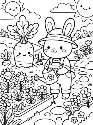 Desenho de Conejita Jardinera con Zanahoria para colorir e imprimir grátis