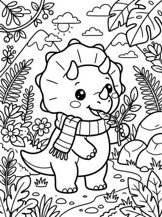 Desenho de Dinosaurio Bebé con Bufanda para colorir e imprimir grátis