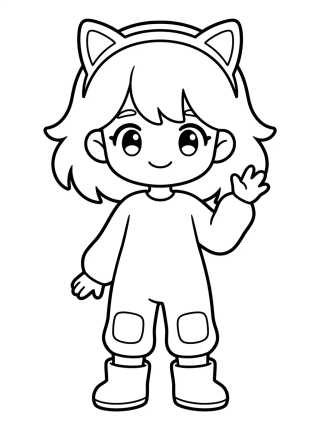 Desenho de Niña con Diadema de Gatito para colorir e imprimir grátis