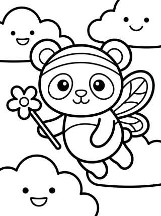 Desenho de Panda Hada con Alitas para colorir e imprimir grátis