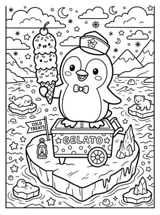 Desenho de Pingüino Heladero en el Hielo para colorir e imprimir grátis