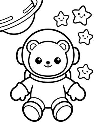 Desenho de Osito Astronauta en el Espacio para colorir e imprimir grátis