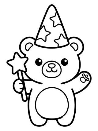 Desenho de Osito Mágico Kawaii para colorir e imprimir grátis