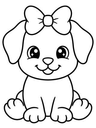 Desenho de Perrito Lindo con Lazo para colorir e imprimir grátis