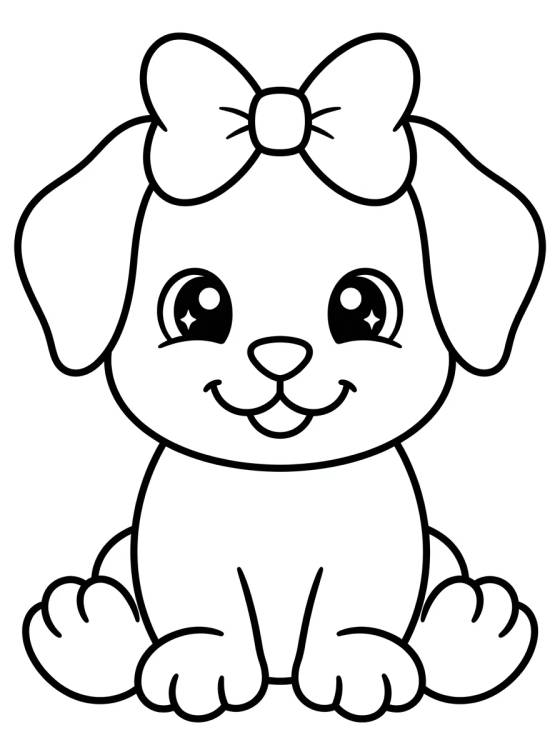 Desenho de Perrito Lindo con Lazo para colorir e imprimir grátis