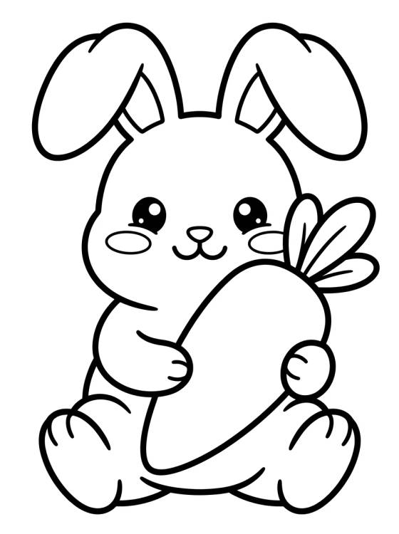 Desenho de Conejito Mascota con una Zanahoria para colorir e imprimir grátis