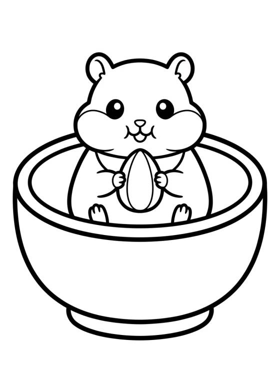 Desenho de Hámster Adorable en su Plato de Comida para colorir e imprimir grátis