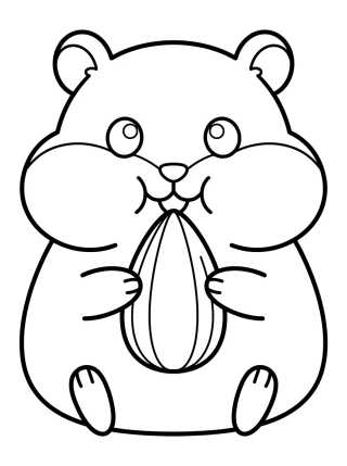 Desenho de Hámster Tierno Comiendo Semilla para colorir e imprimir grátis