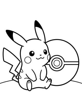 Desenho de Pikachu con Pokébola para colorir e imprimir grátis