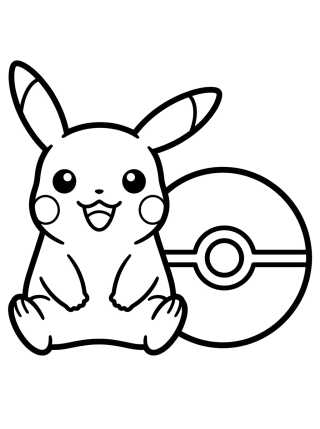 Desenho de Pikachu con Pokébola para colorir e imprimir grátis