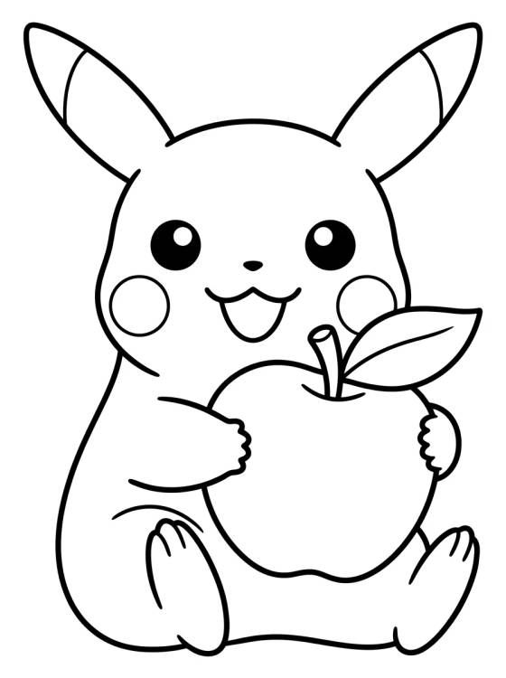 Desenho de Pikachu Comiendo una Fruta para colorir e imprimir grátis