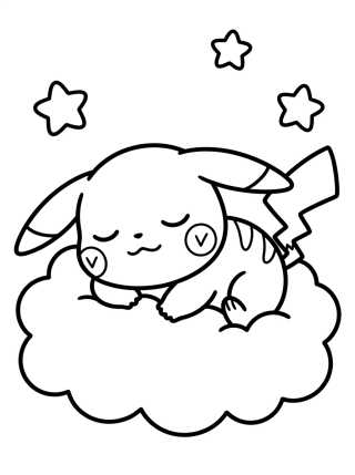 Desenho de Pikachu Durmiendo para colorir e imprimir grátis