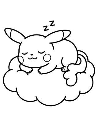 Desenho de Pikachu Durmiendo en la Nube para colorir e imprimir grátis