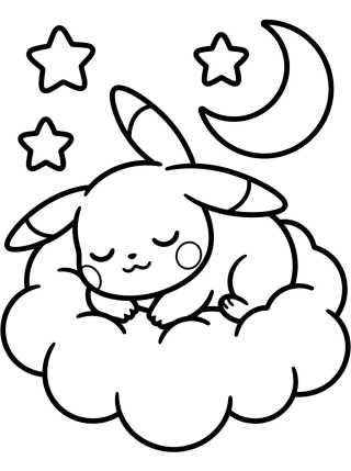 Desenho de Pikachu Durmiendo en la Nube para colorir e imprimir grátis