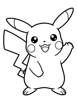 Desenho de Pikachu Tierno Saludando para colorir e imprimir grátis