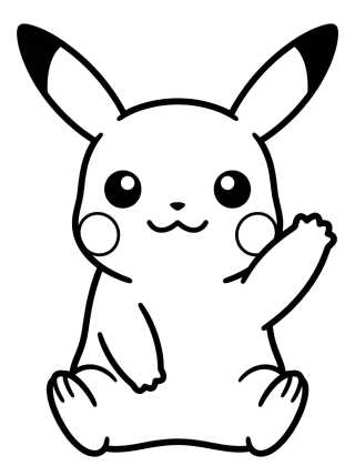 Desenho de Pikachu tierno saludando para colorir e imprimir grátis