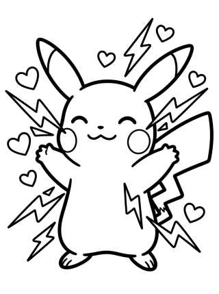 Desenho de Pikachu Lanzando Rayos para colorir e imprimir grátis
