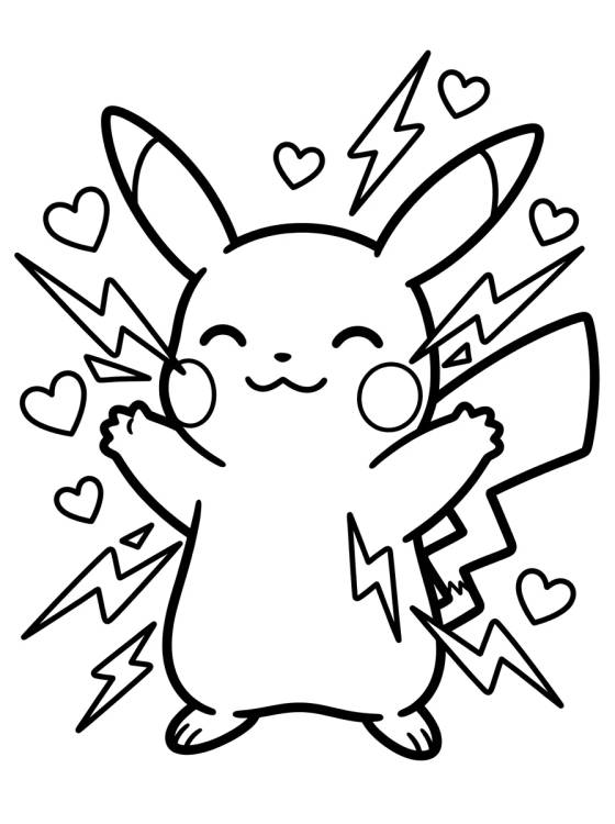 Desenho de Pikachu Lanzando Rayos para colorir e imprimir grátis
