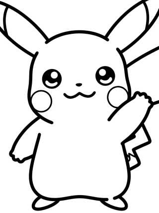 Desenho de Pikachu Sonriente Saludando para colorir e imprimir grátis