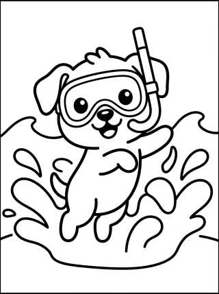 Desenho de Perrito Buceando con Máscara para colorir e imprimir grátis