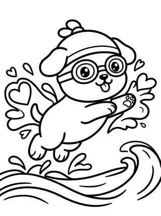 Desenho de Perrito Dando un Clavado Divertido para colorir e imprimir grátis