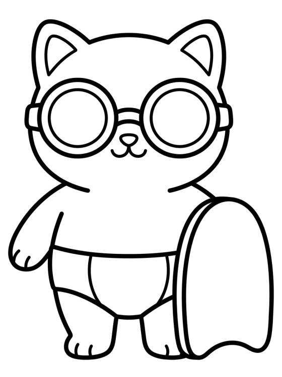 Desenho de Gatito con Gafas de Natación para colorir e imprimir grátis