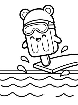 Desenho de Paleta Feliz Dándose un Chapuzón en la Piscina para colorir e imprimir grátis