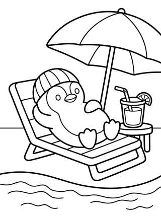 Desenho de Pingüino Relajándose en la Piscina para colorir e imprimir grátis