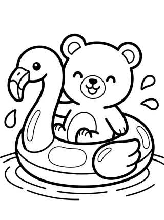 Desenho de Osito Tierno en Flotador de Flamingo para colorir e imprimir grátis