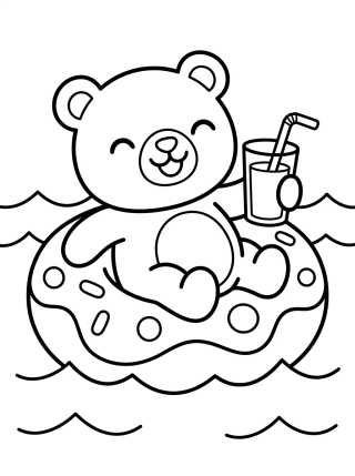 Desenho de Osito en Flotador de Dona para colorir e imprimir grátis
