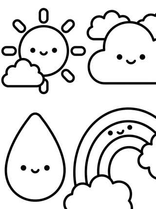 Desenho de Stickers de Clima y Sentimientos Kawaii para colorir e imprimir grátis