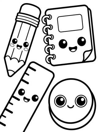 Desenho de Pegatinas de Útiles Escolares para colorir e imprimir grátis