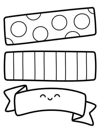 Desenho de Cintas Washi Tapes y Banners Decorativos para colorir e imprimir grátis