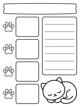 Desenho de Planner Diario de Tareas con Gatito para colorir e imprimir grátis