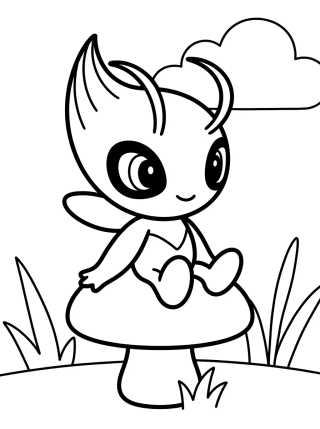 Desenho de Celebi Lindo en el Bosque para colorir e imprimir grátis
