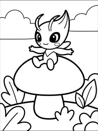 Desenho de Celebi Tierno en la Naturaleza para colorir e imprimir grátis