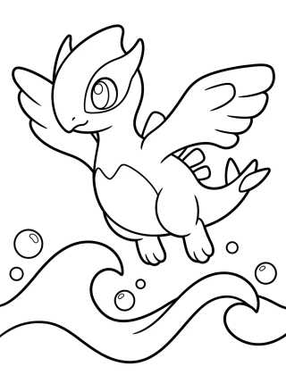 Desenho de Lugia Kawaii en el Océano para colorir e imprimir grátis