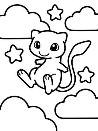 Desenho de Mew Lindo Volando para colorir e imprimir grátis