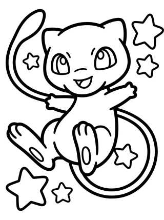 Desenho de Mew Tierno y Sonriente para colorir e imprimir grátis