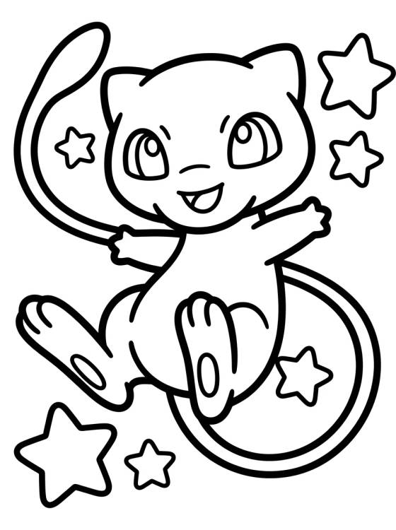 Desenho de Mew Tierno y Sonriente para colorir e imprimir grátis