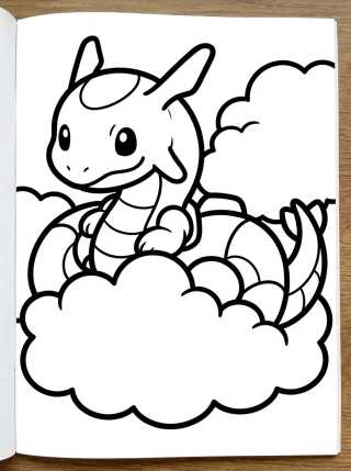 Desenho de Rayquaza Tierno en las Nubes para colorir e imprimir grátis